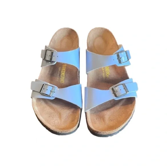 Birkenstock Sydney Luxe Buckle Sandals Patent Baby Blue Size 40 VGUC - Picture 4 of 5